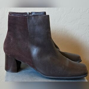 White Mountain Hope Brown Square Toe Ankle Leather Boots Sz 10